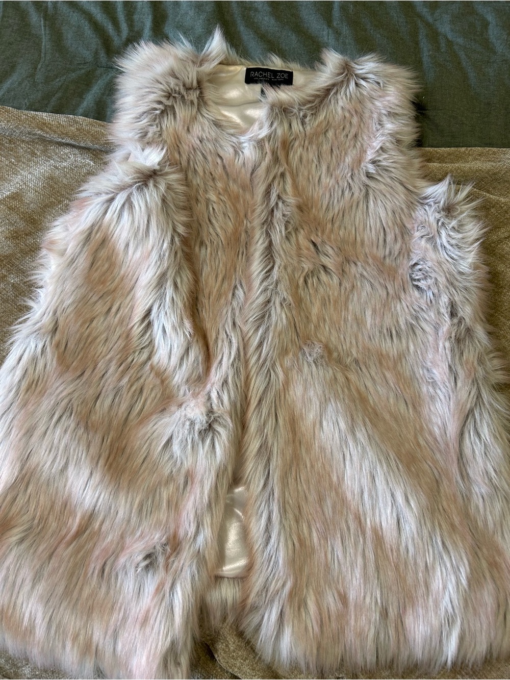 Rachel Zoe Pale Blush Faux Fur Vest